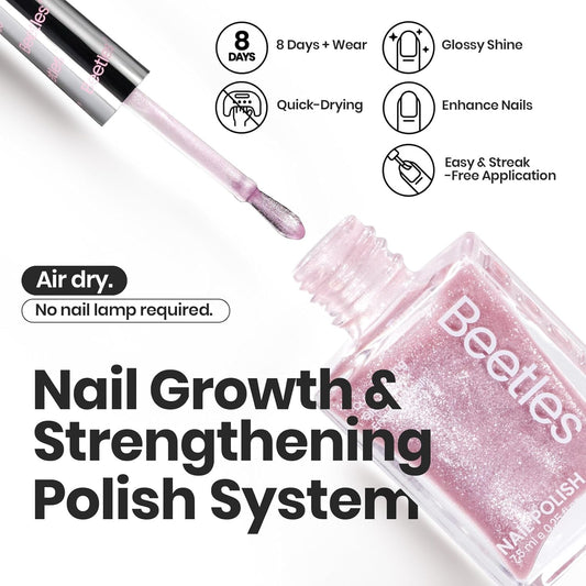 Beetles Pink Nail Polish Set, 6 Colors Glitter Quick Dry Nail Polish Kit Sly Moonlit Fairy Fingernail Polish Gifts for Women Salon DIY Manicure Kit