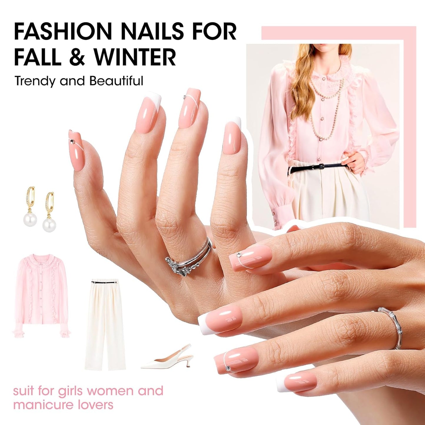 GELLEN Nail Polish Set, French Tip Manicure Nude White Regular Nail Polish Quick Air Dry Bright 12 Colors Set for Women Fingernail Toe Nails Salon Home, Non UV Gel, Hema Free, Non-toxic, Long Lasting