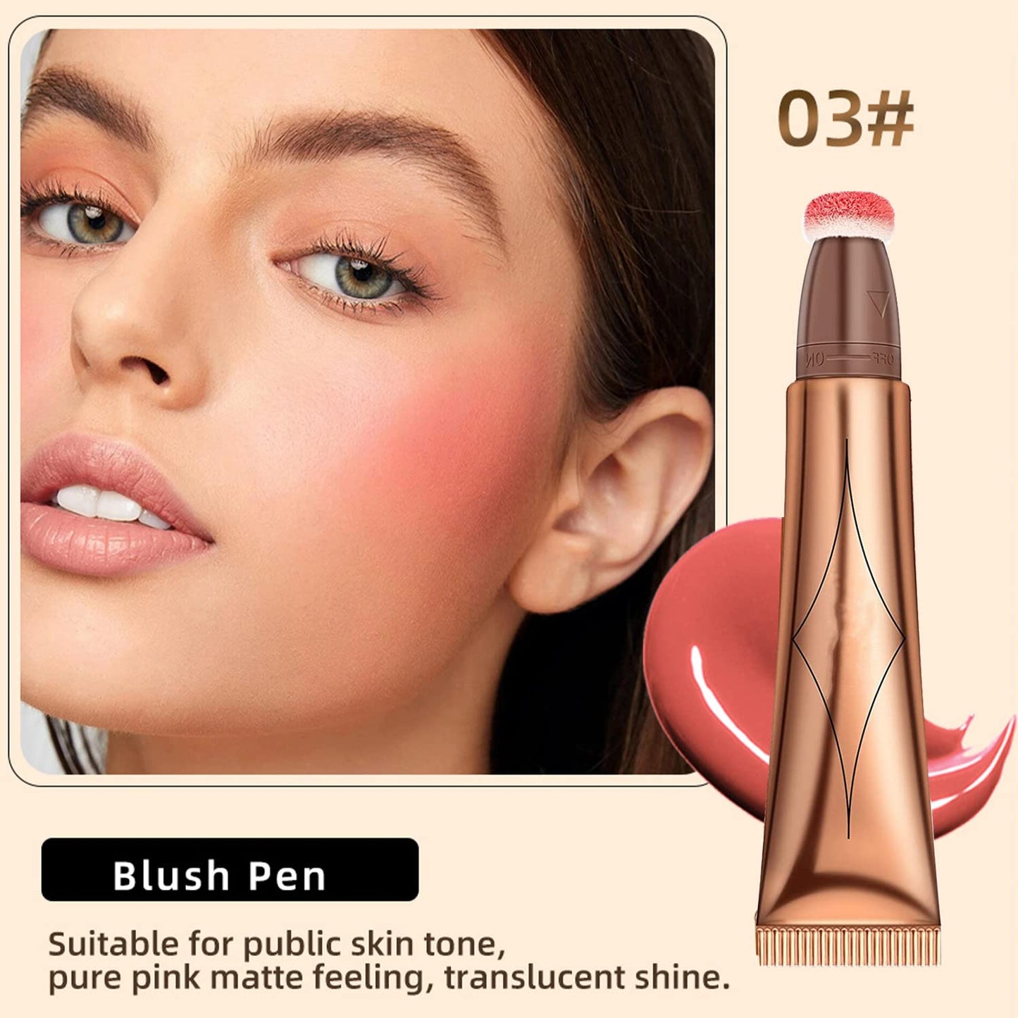 3PCS Body&Face Creamy Contour Beauty Stick,Face Blush Wand with Cushion Applicator,Shimmer Liquid Highlighter Makeup Stick,Long Lasting and Water-resistant Smooth Moisturize Gliding Face Makeup.#136