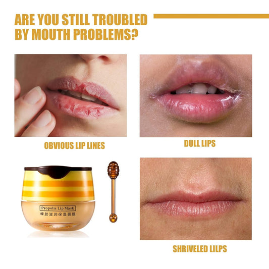 4 Pcs Lip Balm Honey Pot, Honey Moisturizing Lip Mask Reduces Lip Lines,Prevention Dry and Cracked Lip Scrubs Exfoliator.