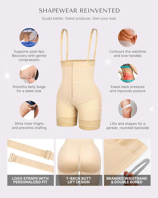 SHAPELLX Shapewear for Women Tummy Control Faja Body Shaper Butt Lifting Plus Size Shapewear Colombianas Moldeadoras