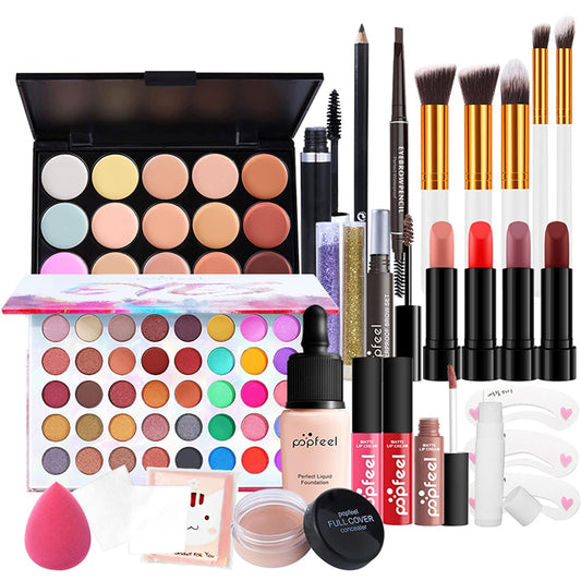 Multi-purpose Makeup Kit All-in-One Makeup Gift Set Colours Mix Eyeshadow Concealer Lip Gloss Pressed Powder and Powder Blusher Cosmetic Makeup Palette Set Kit #092