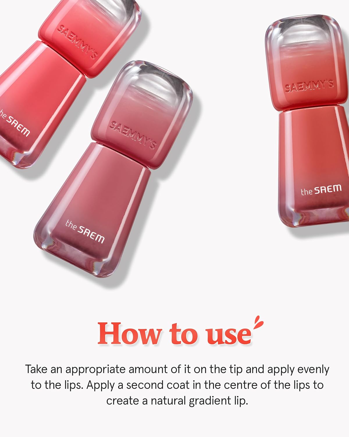 THESAEM Saemmy's Ade Shot Tint (02, 05) - Korean Lip Titnt, Water Gel Lip Stain with Plump Glowy Moisturizing Finish, Buildable Radiant Gloss, Long-Lasting Comfort, 0.1 fl.oz.