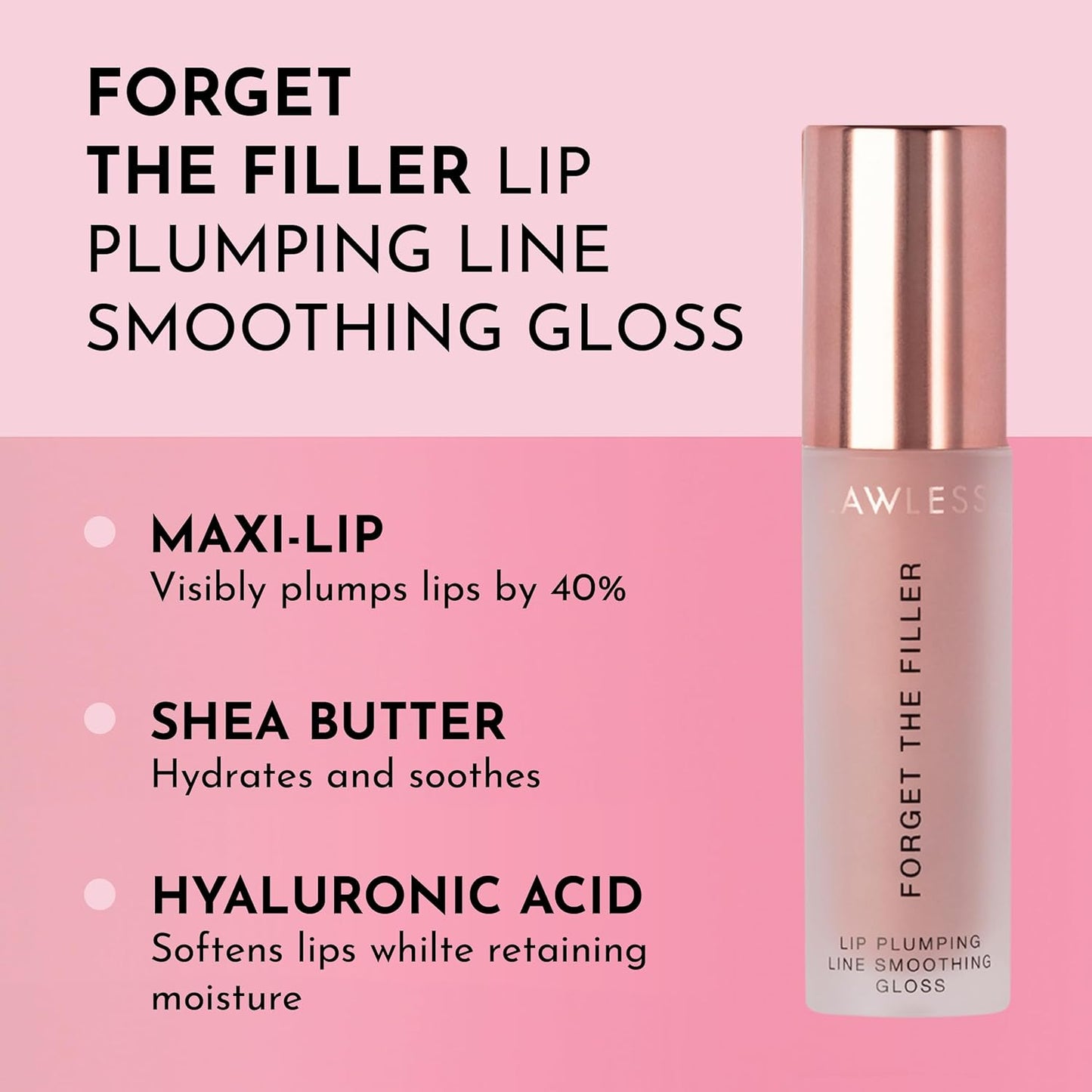 Lawless Women's Forget The Filler Lip Plumper Line Gloss, Nudie, Pink, 0.11 Fl Oz (Pack of 1)