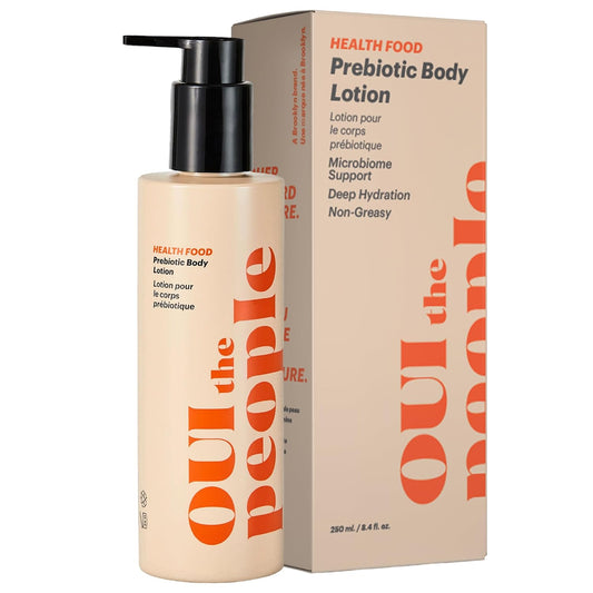 OUI the People HEALTH FOOD Prebiotic Lotion, Lightweight, Deep Hydration with Prebiotics for Balanced Skin Microbiome, Body and Face Moisturizer, Daily Facial Moisturizer, 8.4 oz