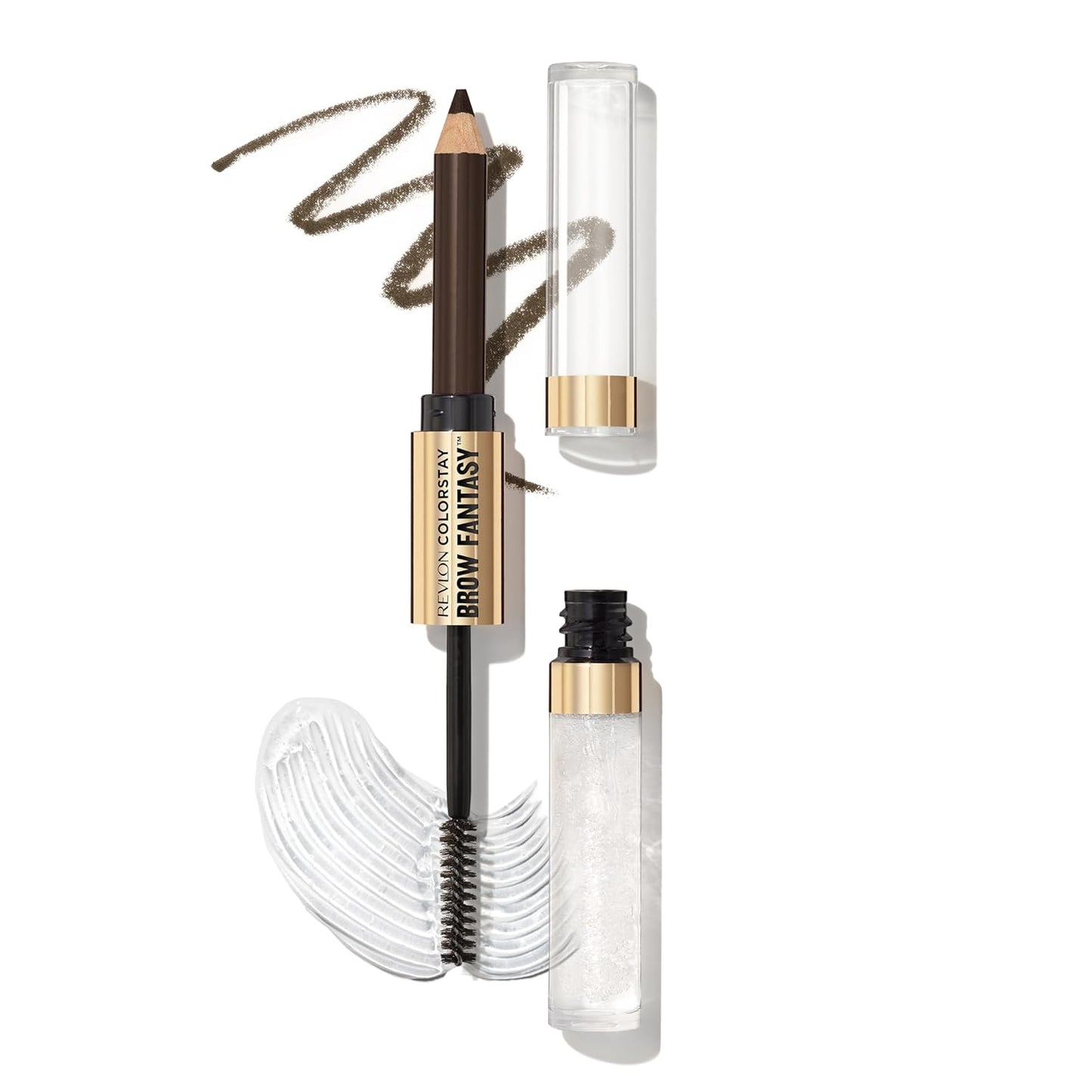 Revlon ColorStay Brow Fantasy, All In One Eyebrow Powder Pencil with Shaping Clear Gel, Gel Infused with Panthenol, Smudge-proof, 16HR Visibly Full Brows, 004 Dark Brown