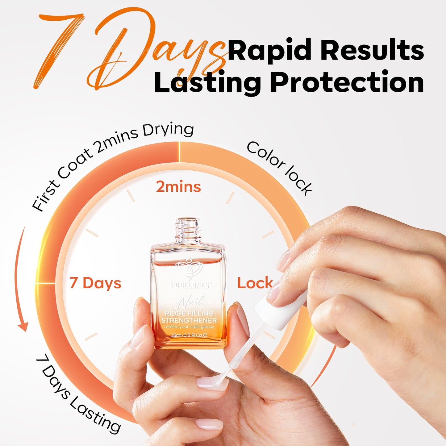 modelones Nail Strengthener Clear Nail Polish Repair for Damaged Nail Hardener Extra Strong and Growth Crystal Clear 15ml