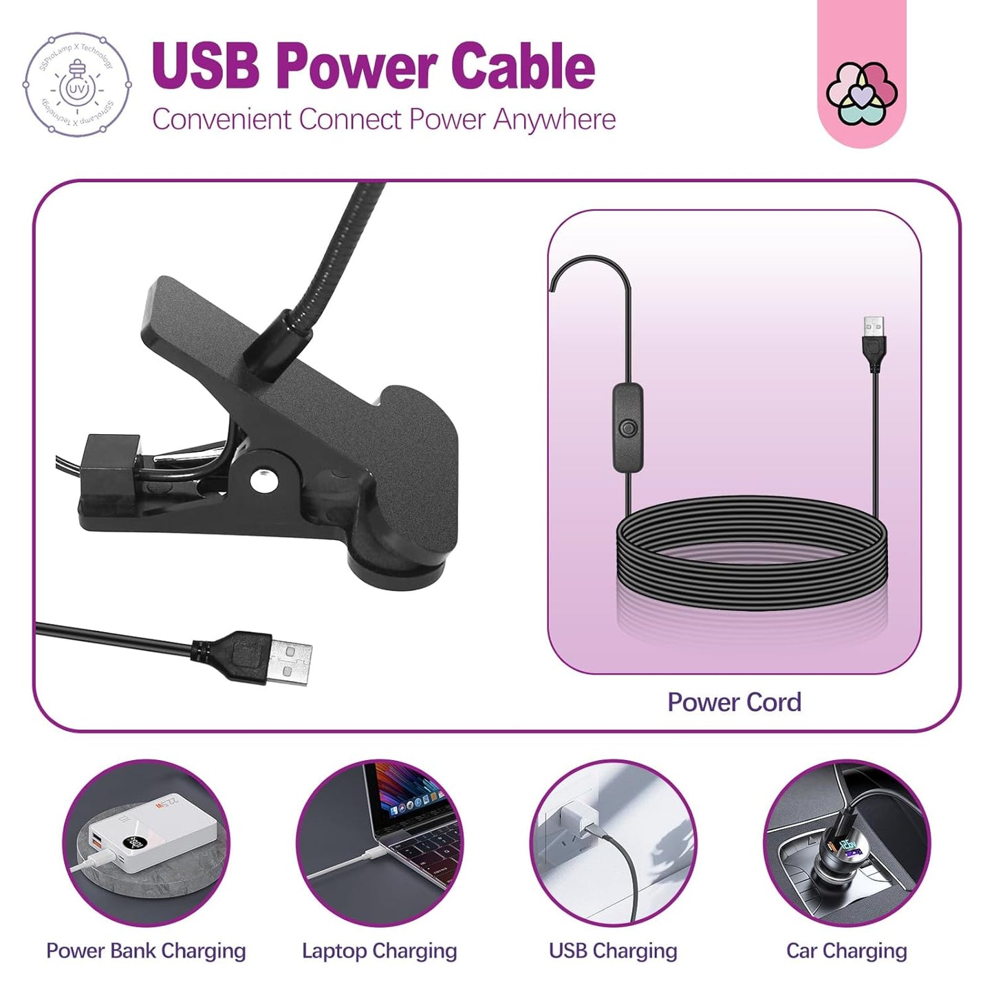 SAVILAND Gooseneck U V Lamp for Gel Nails: 360°Adjustable U V Light for Gel Nails 10S Fast Curing Nail Lamp Hands Free 5W LED Flash Cure Gel Light Gel Nail Portable Salon DIY Nail Tech Manicure