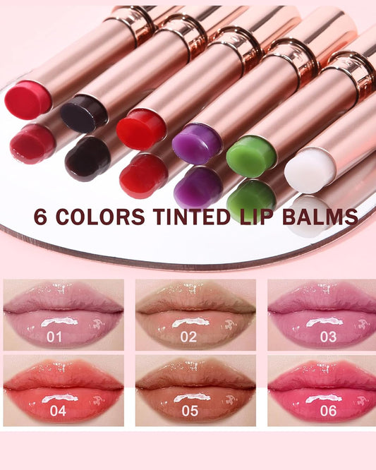 Moisturizing Lip Balm, Nude Sheer Lipstick Hydrating Clear Tinted Lip Gloss, Long Lasting Waterproof Liptint Balm Natural Non-Stick Lips Oil Stain,Glossy Lipcolor Juicy Finish for Dry Cracked Lips-02