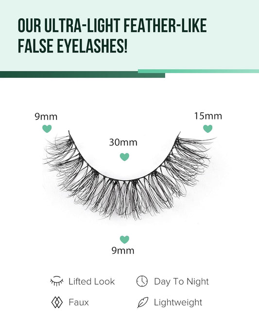 Short Eyelashes Natural Look Wispy Mink Lashes Thick False Eyelashes Small Eye Lashes Pack Fluffy Strip Lashes 7 Pairs