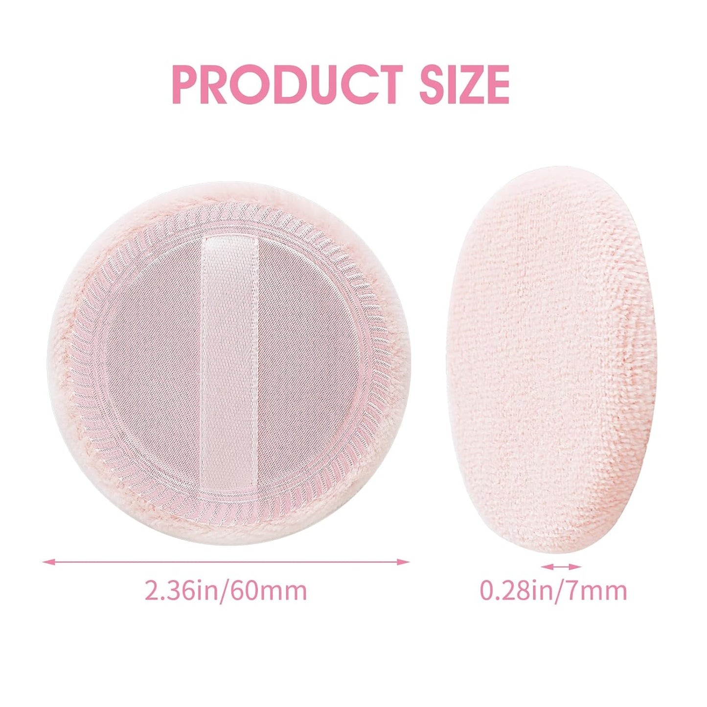 12PCS Makeup Powder Puffs Pink Cotton Powder Puffs Round Powder Puff for Makeup Face Powder Velour Puffs for Loose Powder Washable (pink+white-12pcs)