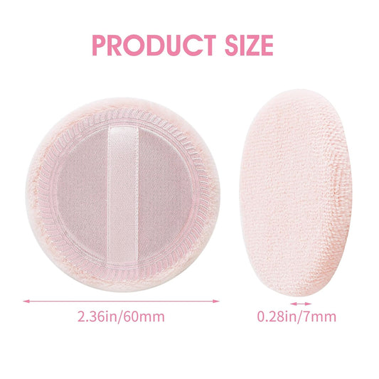 12PCS Makeup Powder Puffs Pink Cotton Powder Puffs Round Powder Puff for Makeup Face Powder Velour Puffs for Loose Powder Washable (pink+white-12pcs)