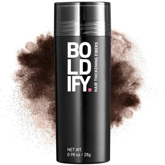 BOLDIFY Hair Fibers (28g) - Fill In Thinning and Fine Hair for an Instantly Fuller, Thicker Look - 14 Shades for Women & Men - Dark Brown
