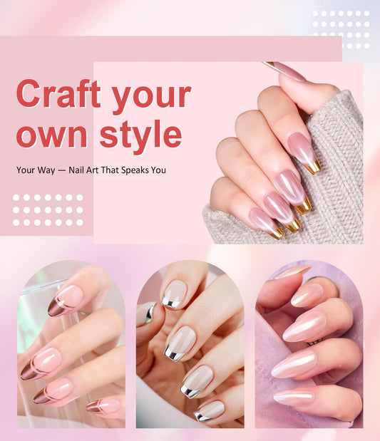 Gold Chrome Nail Powder BISHENGYF -【Magic Mirror Effect】 Pearl Chrome Nail Powder White Clear Aurora Mermaid Iridescent Silver Nail Chrome Powder Pigment Glitter Dust for Manicure Decroation DIY