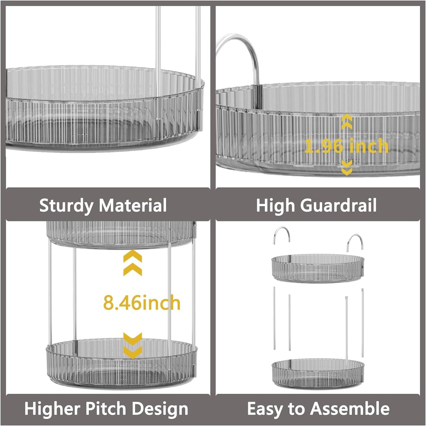 360 Rotating Makeup Organizer for Vanity,Bathroom Countertop Organizer,Spinning Perfume Organizer&Vanity Organizer(Grey-2 Tier)