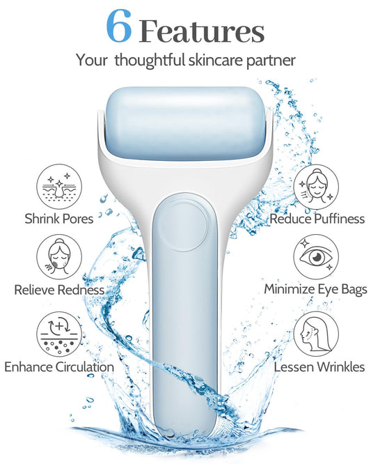 MORGLES Ice Roller for Face, Premium Facial Roller for Puffiness, Dark Circles and Lymphatic Drainage, Cold Face Roller for Women Self Care with Carry Case