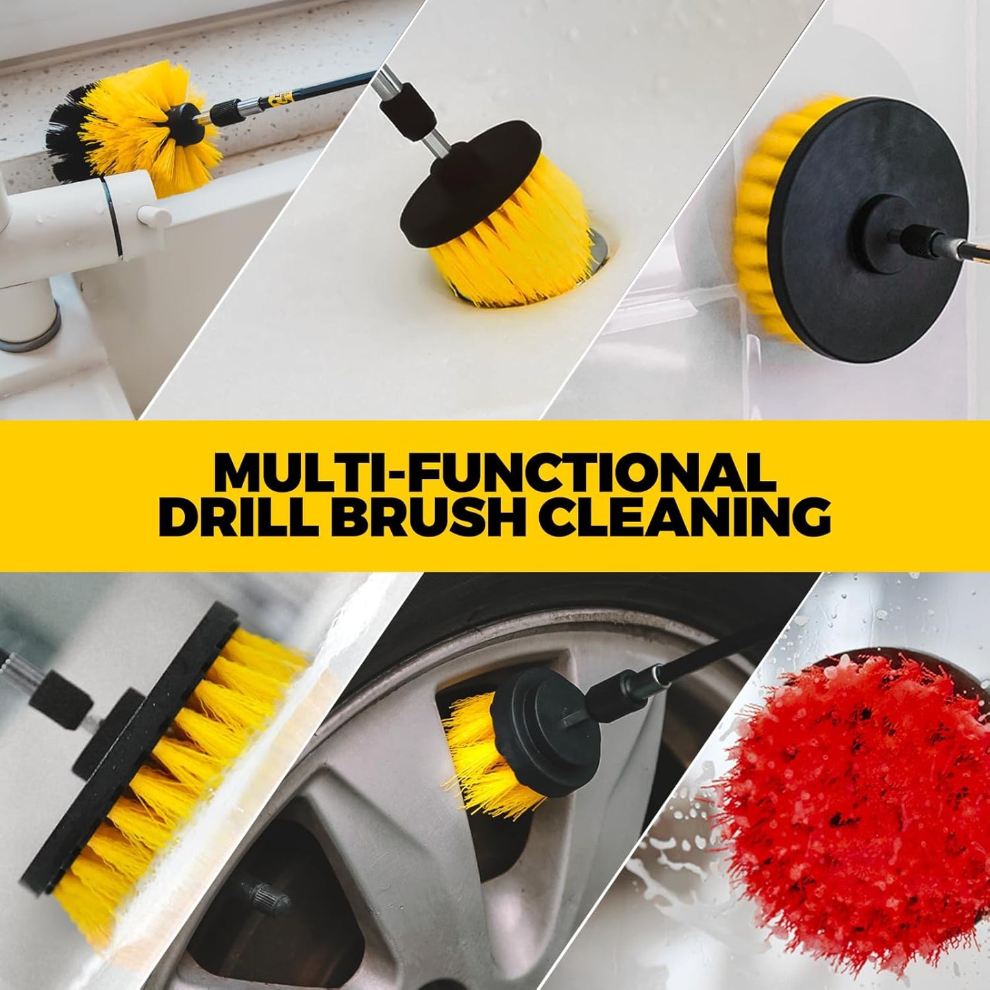 Holikme 22Pack Drill Brush Attachments Set, Scrub Pads & Sponge, Buffing Pads, Power Scrubber Brush, Car Polishing Pad Kit,Wax Applicator Pad,Car Cleaning Kit,Cleaning Supplies,Masonry Brushes(Blue)