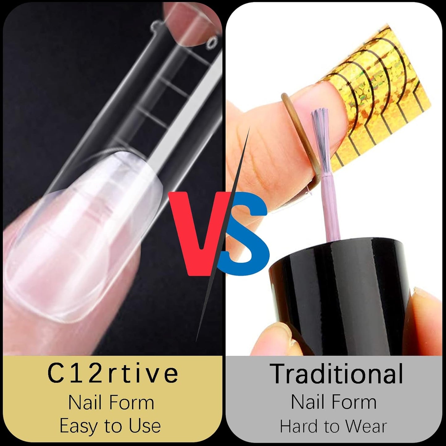 120 Pcs Dual Nail Forms,Matte Square & C-Curved Extension Poly Nail Gel Nail Molds 12 Sizes for Gel Glue, Full Cover Nail Art Design Salon & DIY