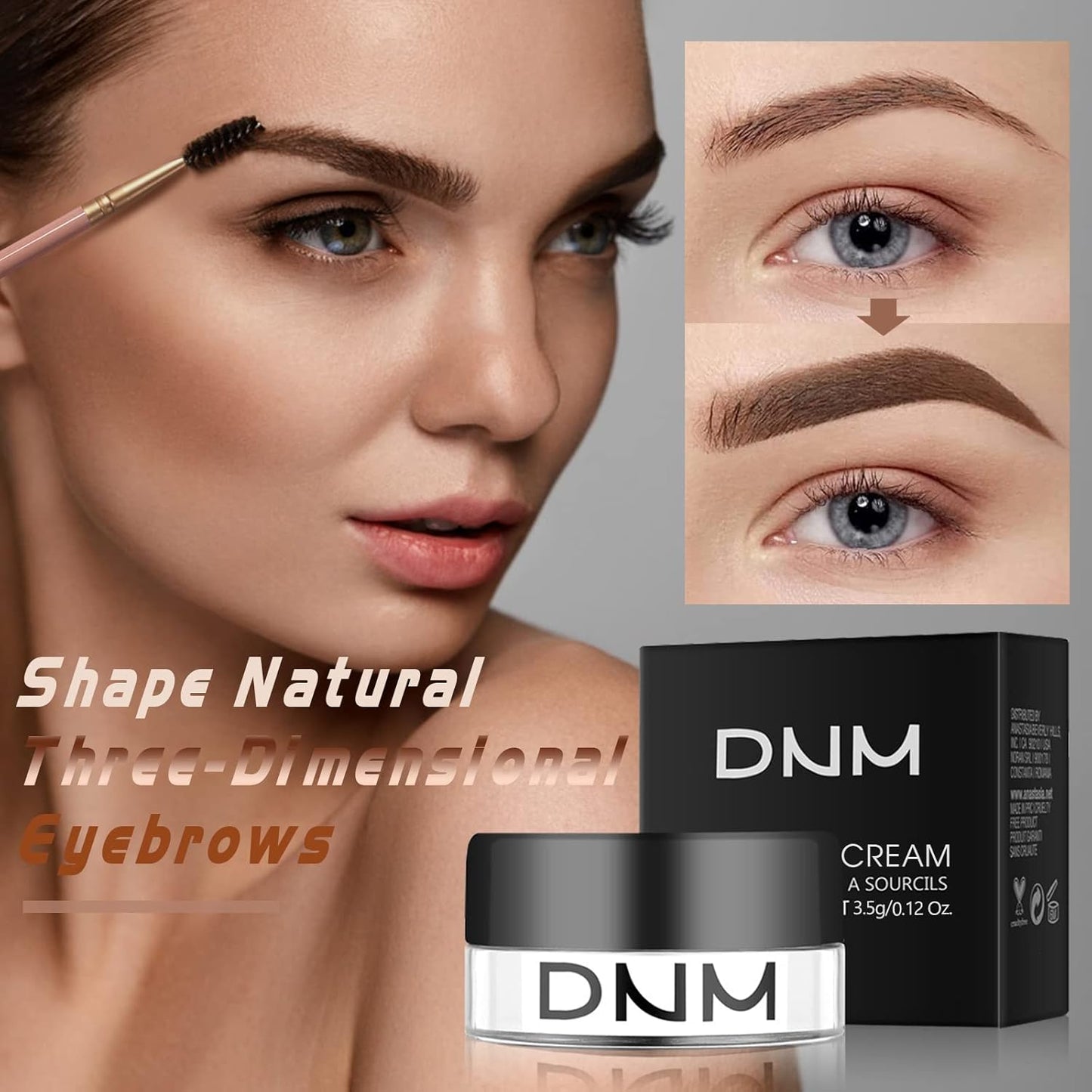 Eyebrow Pomade Kit with Dual-ended Eyebrow Brush, Water and Stain Resistant High Pigment Pomade, Corrects Brow Imperfections for Natural Long-lasting Brow Makeup (11# Black)