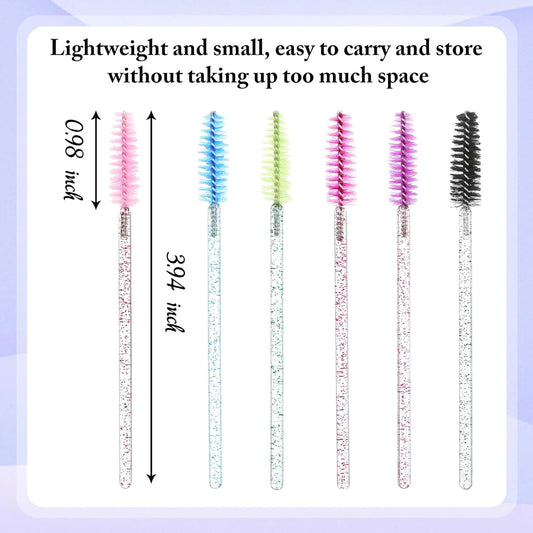 Skylety 1000 Pcs Disposable Mascara Wands Bulk Mascara Eyelash Brush Spoolies Makeup Applicator Eyelash Wands for Eye Lash Extension, Eyebrow Comb, 3.9 x 0.2 x 0.3 Inch (Colorful,Glitter)