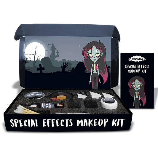 SFX Makeup Kit, Special Effects Makeup Kit with Fake Blood and Scar Wax, Makeup Sponges and Skin Spatula, Zombie Makeup Kit