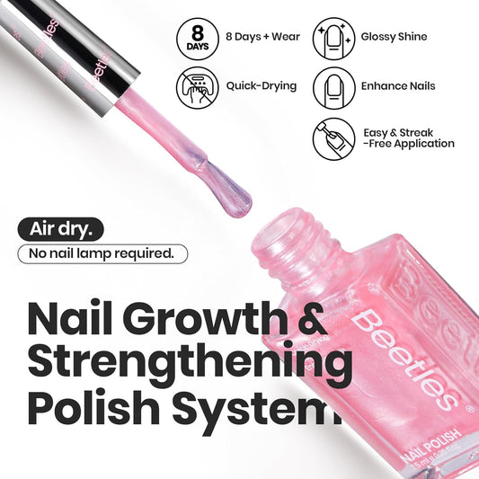 Beetles Nail Polish Set, 6 Colors Pearl Nail Polish Kit Pastel Pearl Shimmer Pink Orange Blue Green Dreamy Swirl Quick Dry Fingernail Polish Gifts for Women Salon DIY Manicure Kit