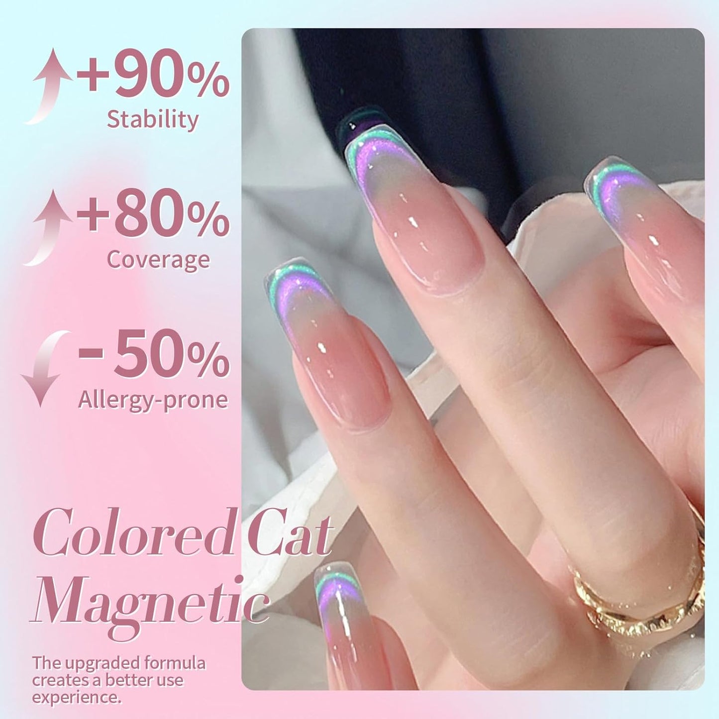 Born Pretty Cat Magnetic Eye Gel Nail Polish Rainbow Aurora Cat Magnetic Gel Polish Firefly Blue Purple Cat Magnetic Eye Gel Manicure Nail Art DIY 15ml