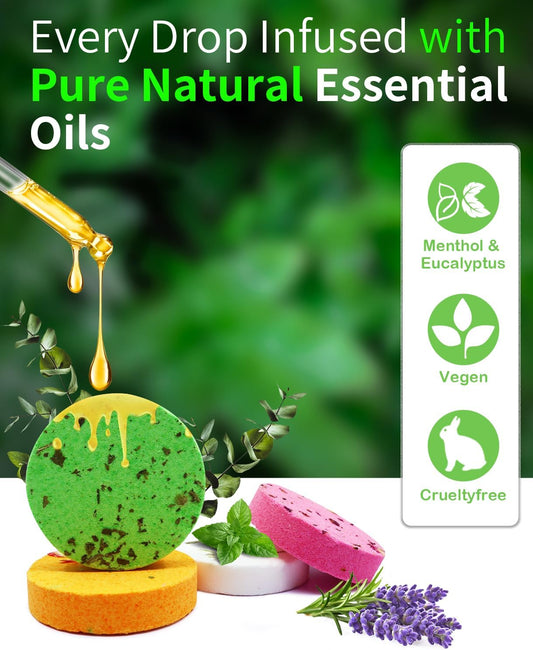 Shower Steamers Aromatherapy - 8 Pack Organic Shower Bombs with Natural Essential Oil, Self Care and Stress Relief Birthday Gifts for Women Men, Home Spa Gifts for Her Mom Wife, w/Tray