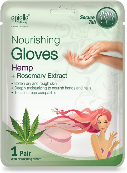 Epielle Nourishing Hand Masks 6 Pairs, Deep Moisturizing Gloves for Dry, Cracked Hands, Repair and Nourish with Hemp & Rosemary Extract, Spa & Self Care Gifts for Women, Korean Skin Care