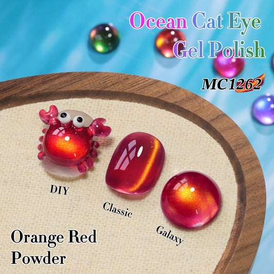 Double Rhythm 0.5 OZ Cat Eye Gel Polish with Magnet 15ML Holographic Glitter Shimmer Translucent Jelly Color Magnetic Nail Polish Salon DIY at Home (Burgundy Golden-MC1262)