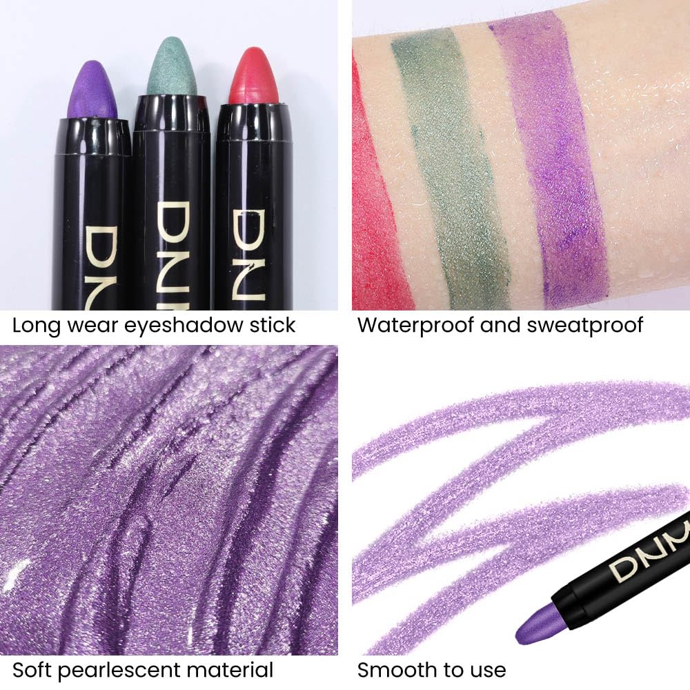 Kaely 2Pcs Cream Eyeshadow Sticks Set for Eyes Waterproof,Purple Shimmer Eye shadow Stick Pencil Pen Bulk sombras en crema para ojos 33+33
