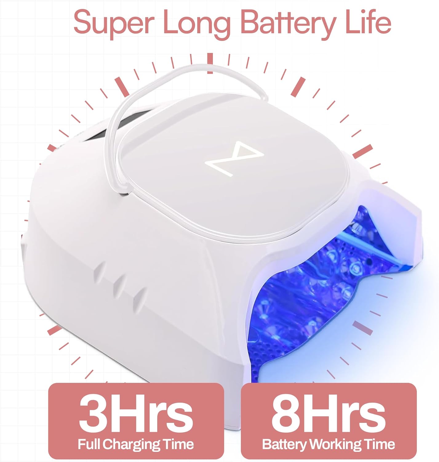 M - GlowPro Professional Hybrid 86W Wireless Rechargeable UV LED Nail Curing Lamp Cordless Nail Dryer for Gel Nails, Manicure, Pedicure (Black & White)