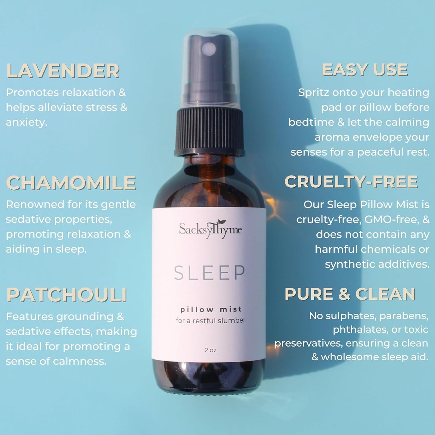 Sleep Pillow Spray - Calming Aromatherapy Bedroom Spray, Soothing Linen Pillow Mist, Plant Based Pillow Mist for Bedtime, Made in USA (2 oz)