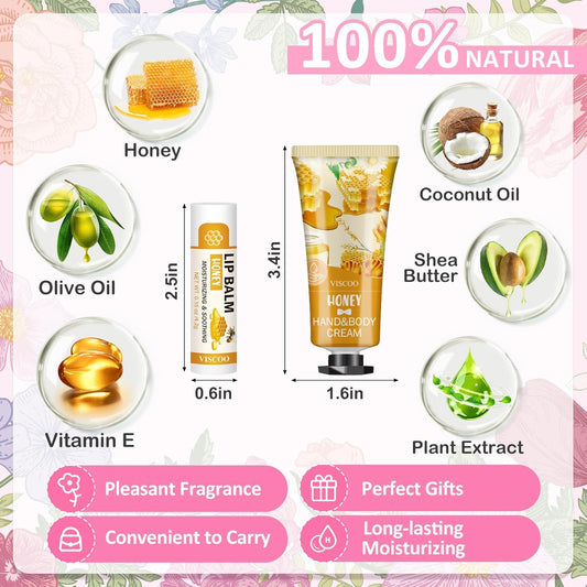 8 Pack / 4 Sets Lip Balm and Hand Cream Gifts for Women, Bridal Shower Gifts, Bridal Wedding Favors for Guests, Baby Shower Gifts for Guests, Thank You Gifts, Party Favors, Birthday Gifts