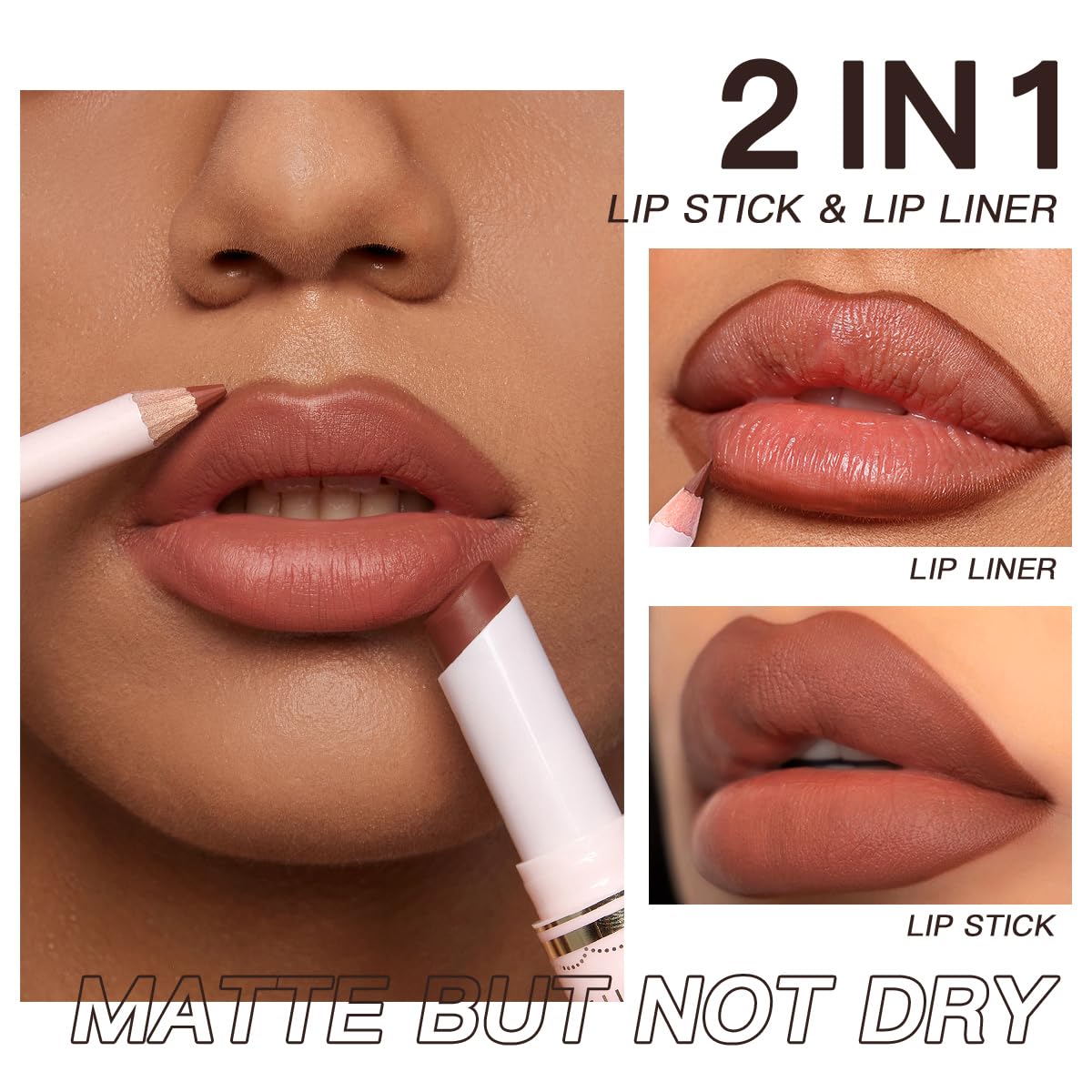 USHAS Lipstick and Lip Liner Combo Set 2 in 1 Waterproof Matte Lipstick pen for Women Lip liner Set Long Lasting with Makeup Set (Y14, Pack of 1)