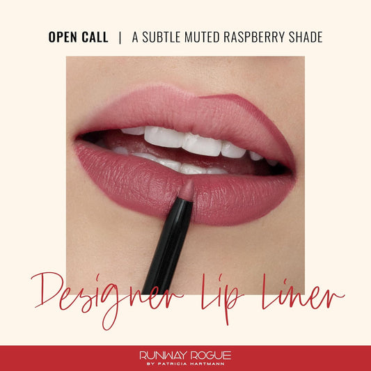 Runway Rogue Designer Liner Lip Pencil, Matte Muted Raspberry Lip Liner Pencil and Lip Liner Sharpener, ‘Open Call’