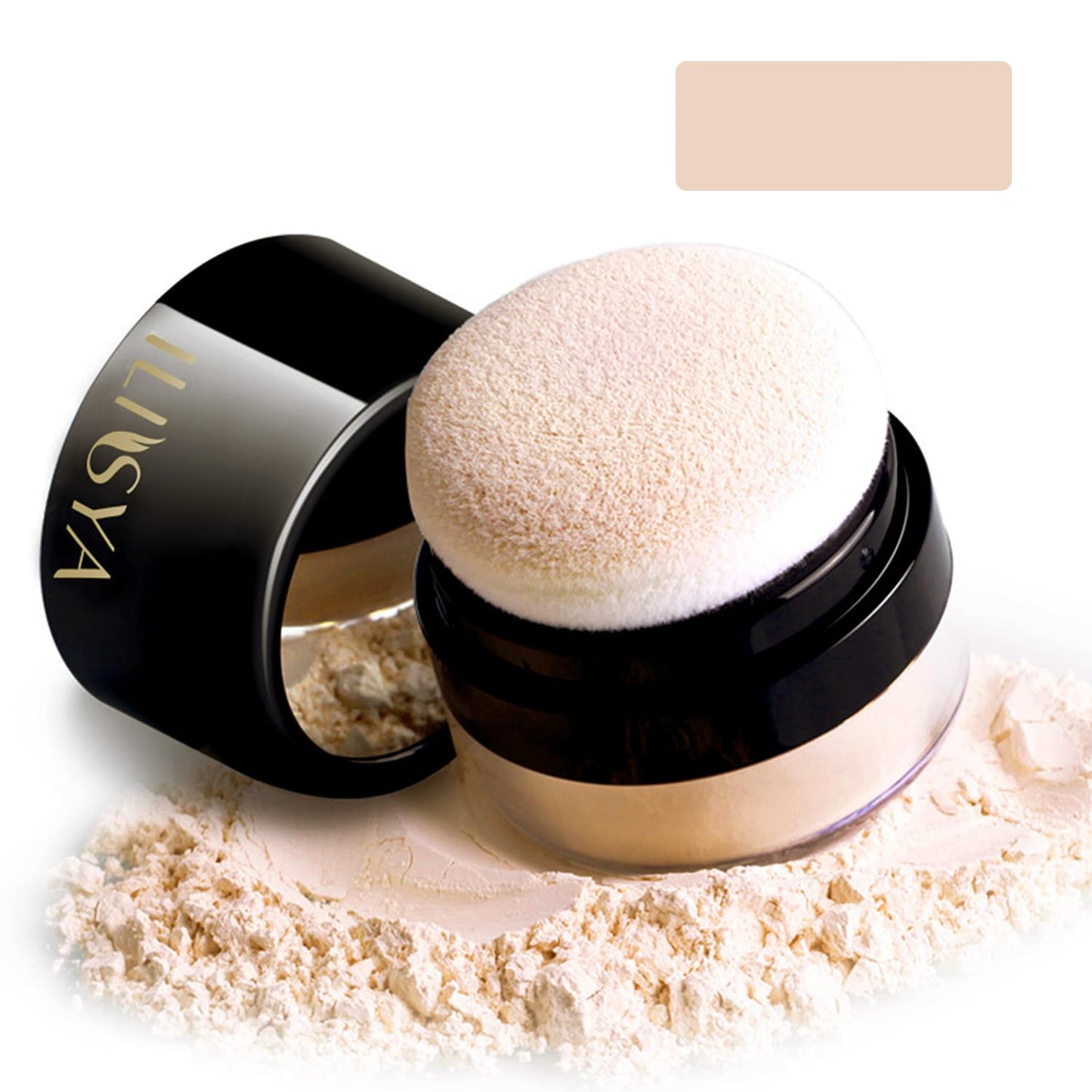 Setting Powder Lightweight Loose Powder Finishing Powder Long-Lasting Face Powder Waterproof with Soft Mushroom Powder Puff & Mirror, Matte Finish,0.28 Oz (Light Apricot/Translucent)