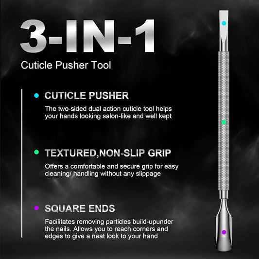 FERYES Professional Cuticle Pusher & Remover Tool - Stainless Steel Dual-Sided Nail Care Tool for Manicure & Pedicure - 5.2 Inch Salon & Home Use