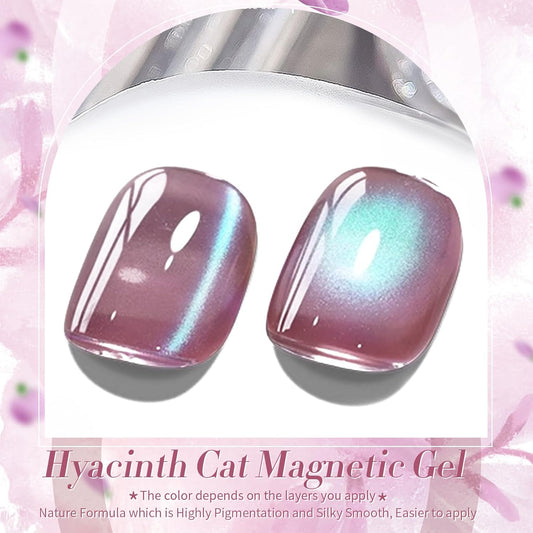 BORN PRETTY Cat Magnetic Eye Gel Nail Polish,Hyacinth Purple Jelly Glass Magnetic Gel Polish,Glitter Soak Off Nail Art Salon Manicure Home Gift 15ml