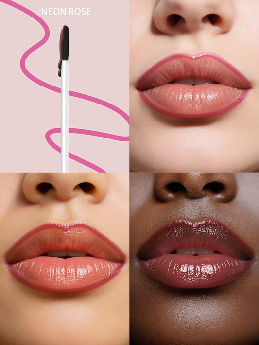 Lip Stain Peel Off Lip Liner Stain with Tweezer, Long Lasting Matte Lip Tint Tattoo, Highly Pigmented Color Lip Makeup, Waterproof Lipstick, Transfer-proof Lipstain for Women, Neon Rose