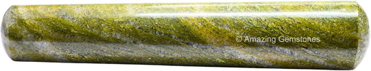 Amazing Gemstone Vesuvianite Crystal Wand Massage Stick - Pelvic Wand Gua Sha for Adults - Crystals and Healing Stones Massage Wands for Adults Gifts (Smooth)