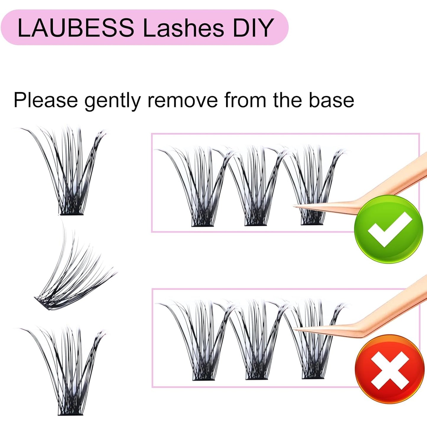 Eyelash Clusters LAUBESS Lash Clusters Individual Lashes Cluster Eyelash Extensions DIY at Home Waterproof Cluster Lashes (40D-D-13)