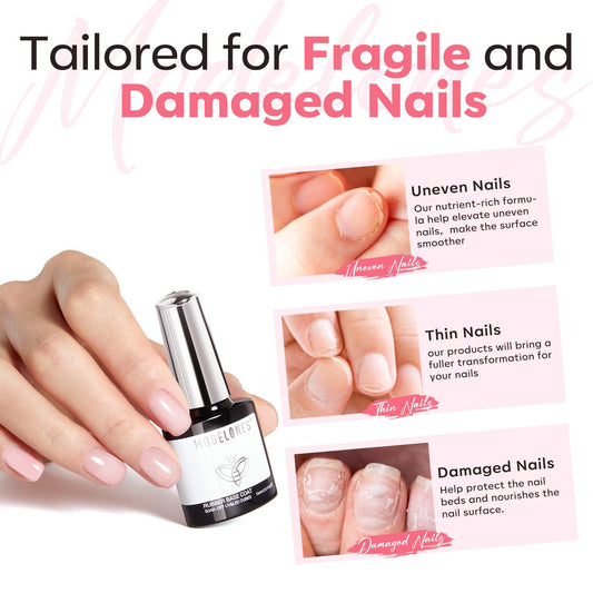 modelones Builder Gel for Nails, Jelly Pink 6 in One Nude Rubber Base Coat Strengthen Apex Building Extension Long Last Protect Soak Off Color Base Gel Manicure for Fragile Nails Art DIY Home Top Coat