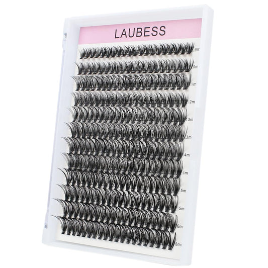 Lash Clusters LAUBESS Individual Lashes Waterproof Eyelash Clusters Mixed Tray Cluster Eyelash Extensions Soft Cluster Lashes for Beginners(40D-0.05D-9-16)