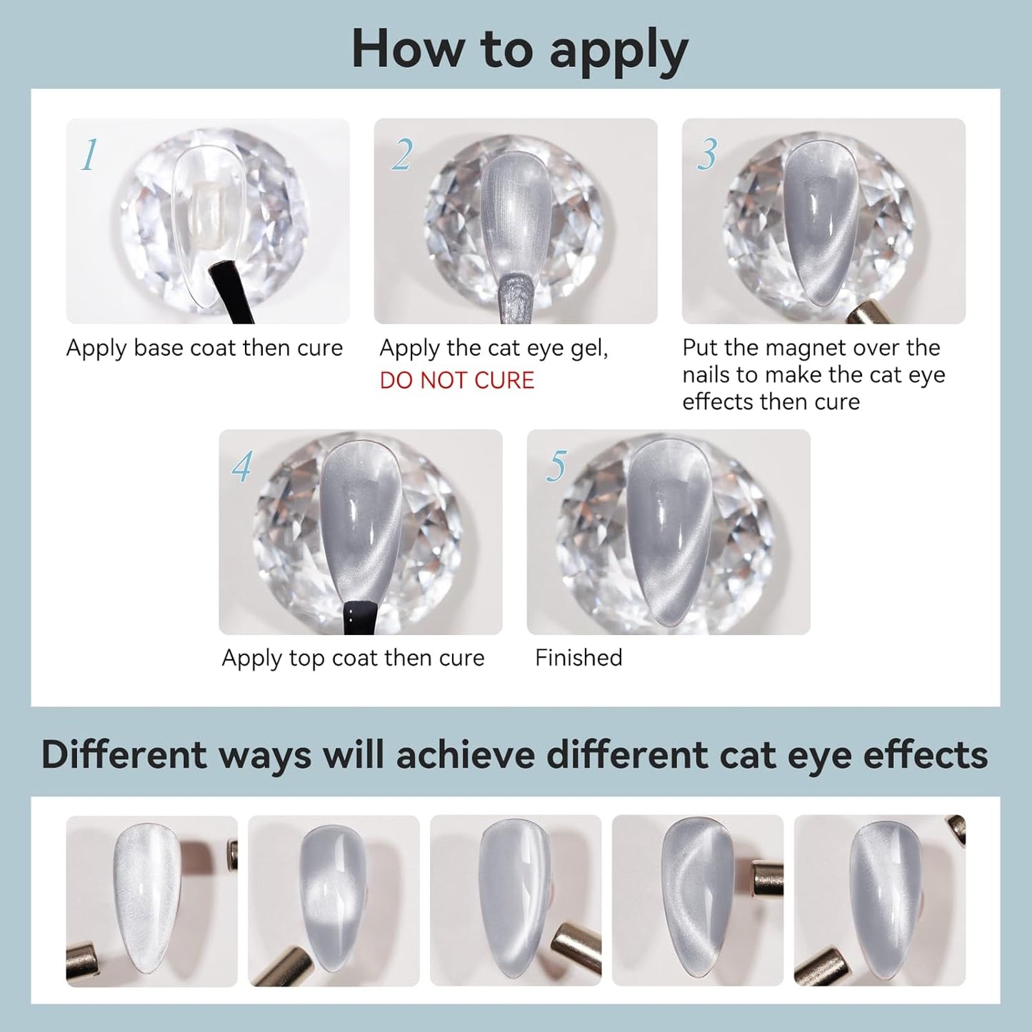 Cat Eye Gel Nail Polish Moonlight Magnetic Nail Polish Silver Glitter Mirror Glass Smoothie Cateye UV Gel Polish Holographic for Nail Art Manicure DIY at Home 1PC 12ML