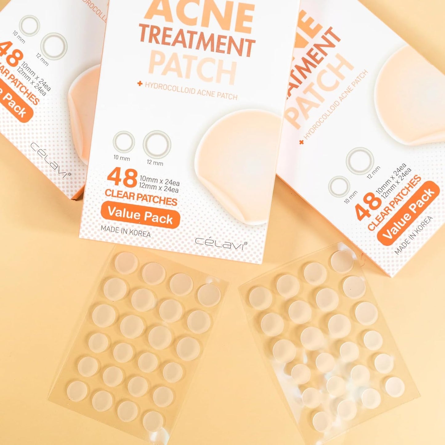 Celavi Acne Spot Treatment Hydrocolloid Patch (Acne Treatment, 48 Count)