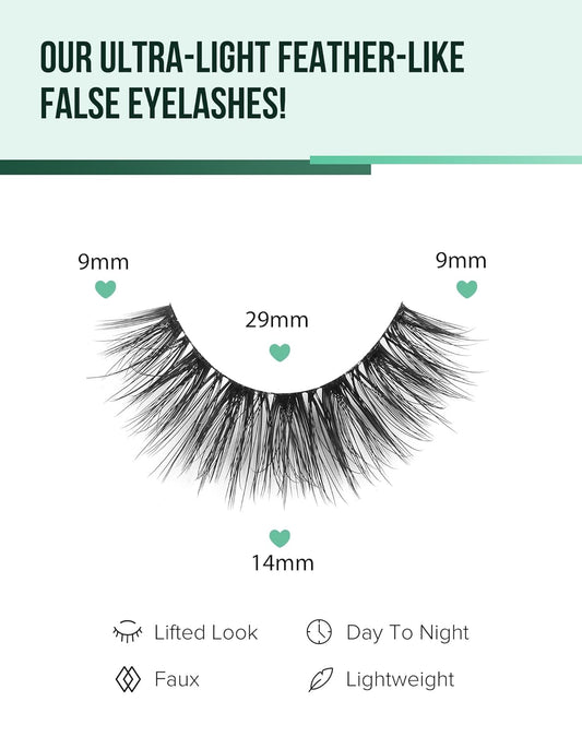 Lashes Wispy False Eyelashes Natural Look Fluffy Mink Lashes Doll Eyelashes Thick Faux Mink Eyelashes C Curl Fake Lashes 14MM 7 Pairs