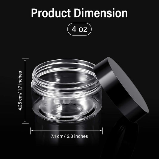 Patelai 4 Pieces Round Wide-mouth Leak Proof Plastic Container Jars with Lids for Travel Storage Makeup Beauty Products Face Creams Oils Salves Ointments DIY Making(4 Ounce,Black)