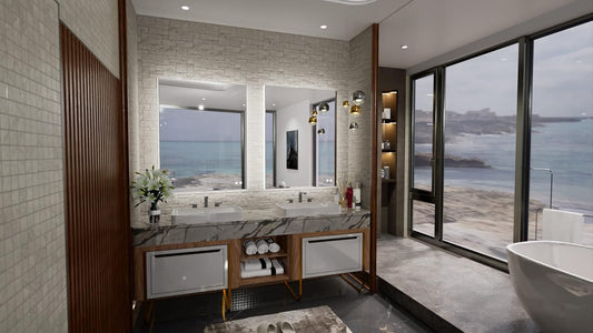 TETOTE 24x32 LED Backlit Mirror Bathroom with Light,3Color White/Warm/Natural,Anti-Fog Lighted Mirror,Dimmable,Vanity Mirror,Wall Mounted