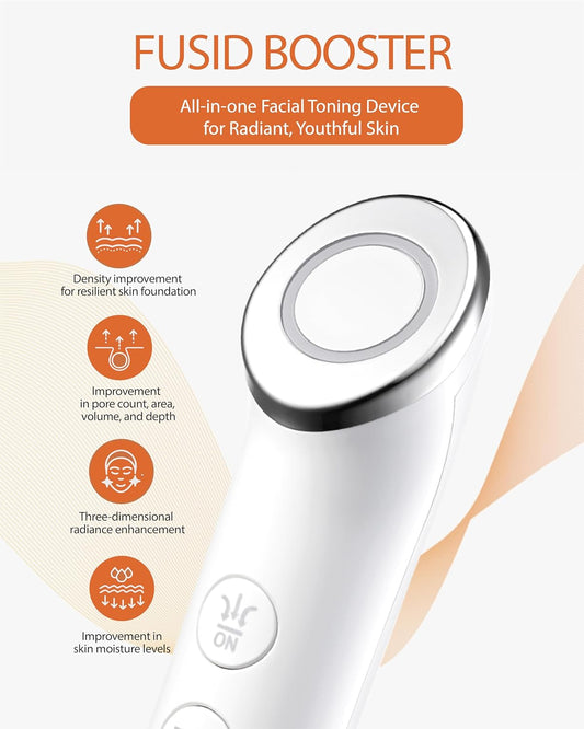 Fusid Booster - - Microcurrent Facial Toning Tool. Korean Skincare for Skin Elasticity, Density, Radiance. Multi-Functional Skin Tightening Massager